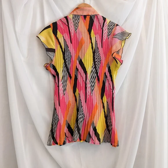 2000's pleated abstract blouse - Picture 2 of 6
